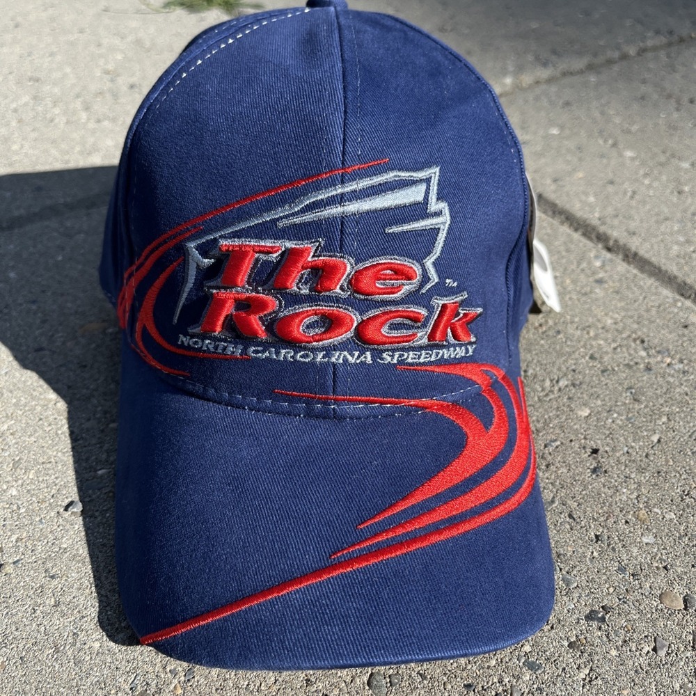The Rock North Carolina Speedway Snapback Cap Blue  One Size Adjustable Red